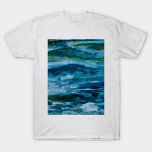 Abstract Blue and Green Ocean Wave T-Shirt